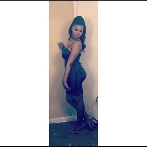 Open side panel navy blue lace dress